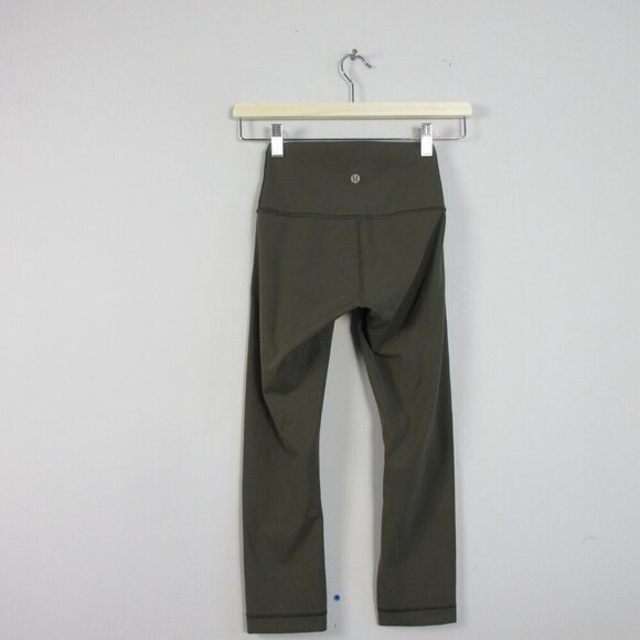 Lululemon Wunder Under Crop Women' Leggings 2 Green High Rise Luxtreme Yoga 130 - Picture 2 of 11